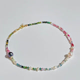 Tourmaline w/ Akoya & Tahitian Pearl Choker Necklace