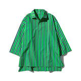 Cotton Stripe Shirt Regular Collar | Green