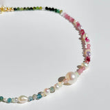 Tourmaline w/ Akoya & Tahitian Pearl Choker Necklace