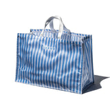 Covered School Tie Fabric Market Bag | Light Blue x White