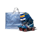 Covered School Tie Fabric Market Bag | Light Blue x White