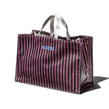 Covered School Tie Fabric Market Bag | Dark Green x Pink