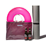 Covered School Tie Fabric Market Bag | Dark Green x Pink
