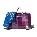 Covered School Tie Fabric Market Bag | Red x Light Blue