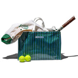 Covered School Tie Fabric Market Bag | Green x Light Blue