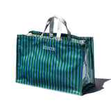 Covered School Tie Fabric Market Bag | Green x Light Blue