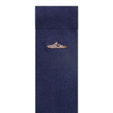 Cotton Ribbed Socks Boston Embroidery |  New Navy