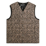 V-Neck Button Down Vest | Khaki Leopard