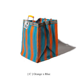 Recycled Plastic Stripe Bag / Rectangle D26 | Orange x Blue