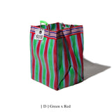 Recycled Plastic Stripe Bag / Rectangle D26 | Green x Red