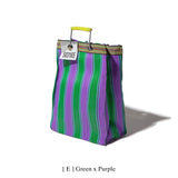 Recycled Plastic Stripe Bag / Rectangle D15 | Green x Purple