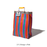 Recycled Plastic Stripe Bag / Rectangle D15 | Orange x Pink