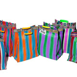 Recycled Plastic Stripe Bag / Square D20 | Green x Pink