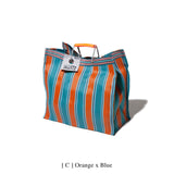 Recycled Plastic Stripe Bag / Square D20 | Orange x Blue