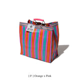 Recycled Plastic Stripe Bag / Square D20 | Orange x Pink