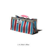 Recycled Plastic Stripe Bag / Wide D17 | Red x Blue
