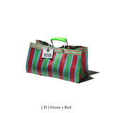 Recycled Plastic Stripe Bag  /  Wide D17 | Green x Red
