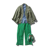 Cotton Stripe Regular Pants | Green