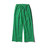 Cotton Stripe Regular Pants | Green