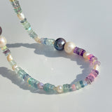 Bold Fluorite with Akoya & Tahitian Pearl Choker Necklace