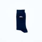 Cotton Ribbed Socks Boston Embroidery |  New Navy