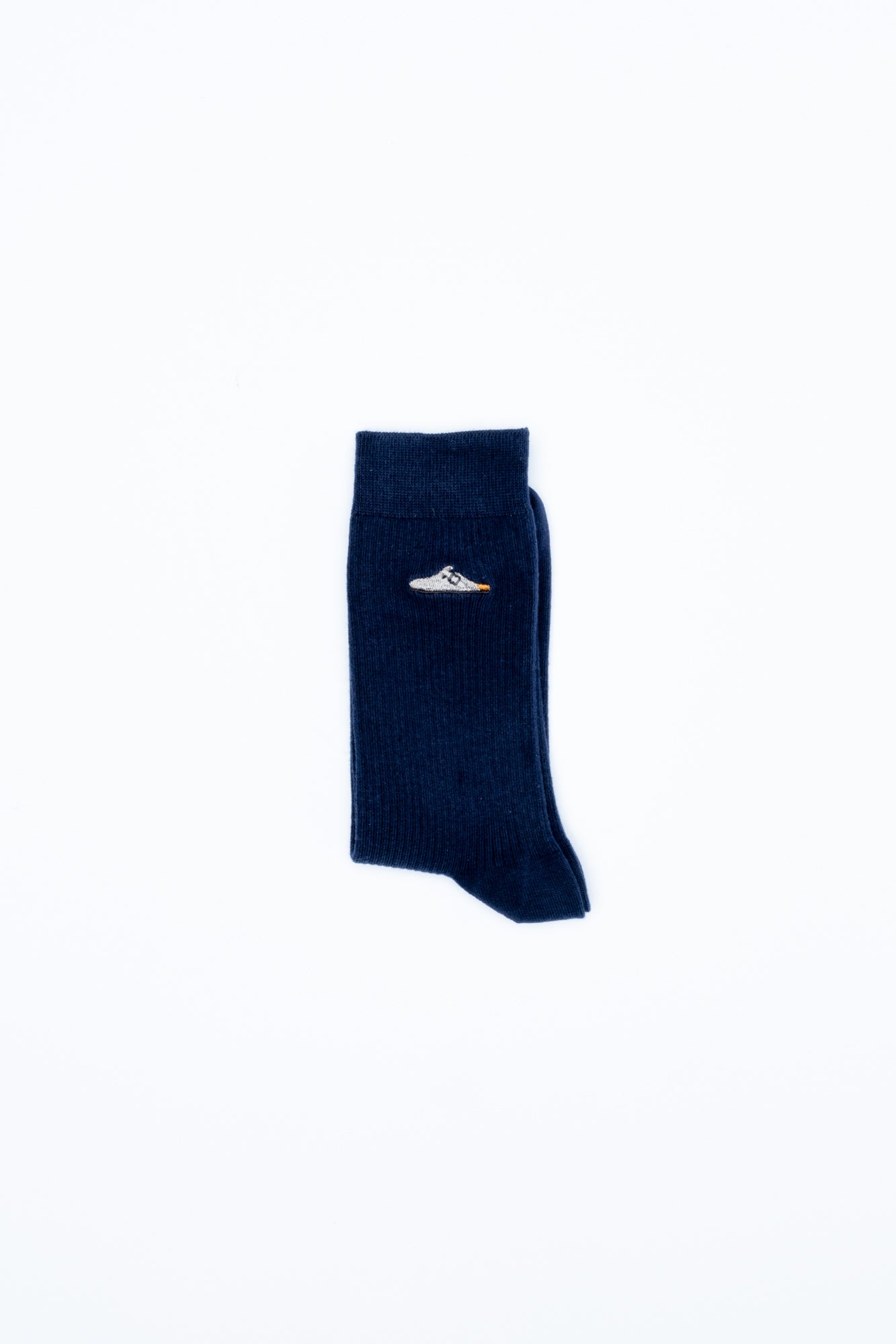 Cotton Ribbed Socks Boston Embroidery |  New Navy