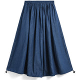 Non Down Military Gather Skirt | Indigo Denim