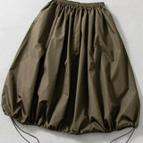 Non Down Military Gather Skirt | Dark Olive