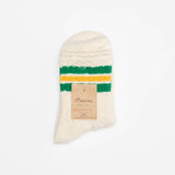 Slub Nep 3 Stripe Socks | Green x Yellow