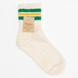 Slub Nep 3 Stripe Socks | Green x Yellow