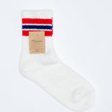 Slub Nep 3 Stripe Socks | Red x Navy