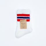 Slub Nep 3 Stripe Socks | Red x Navy