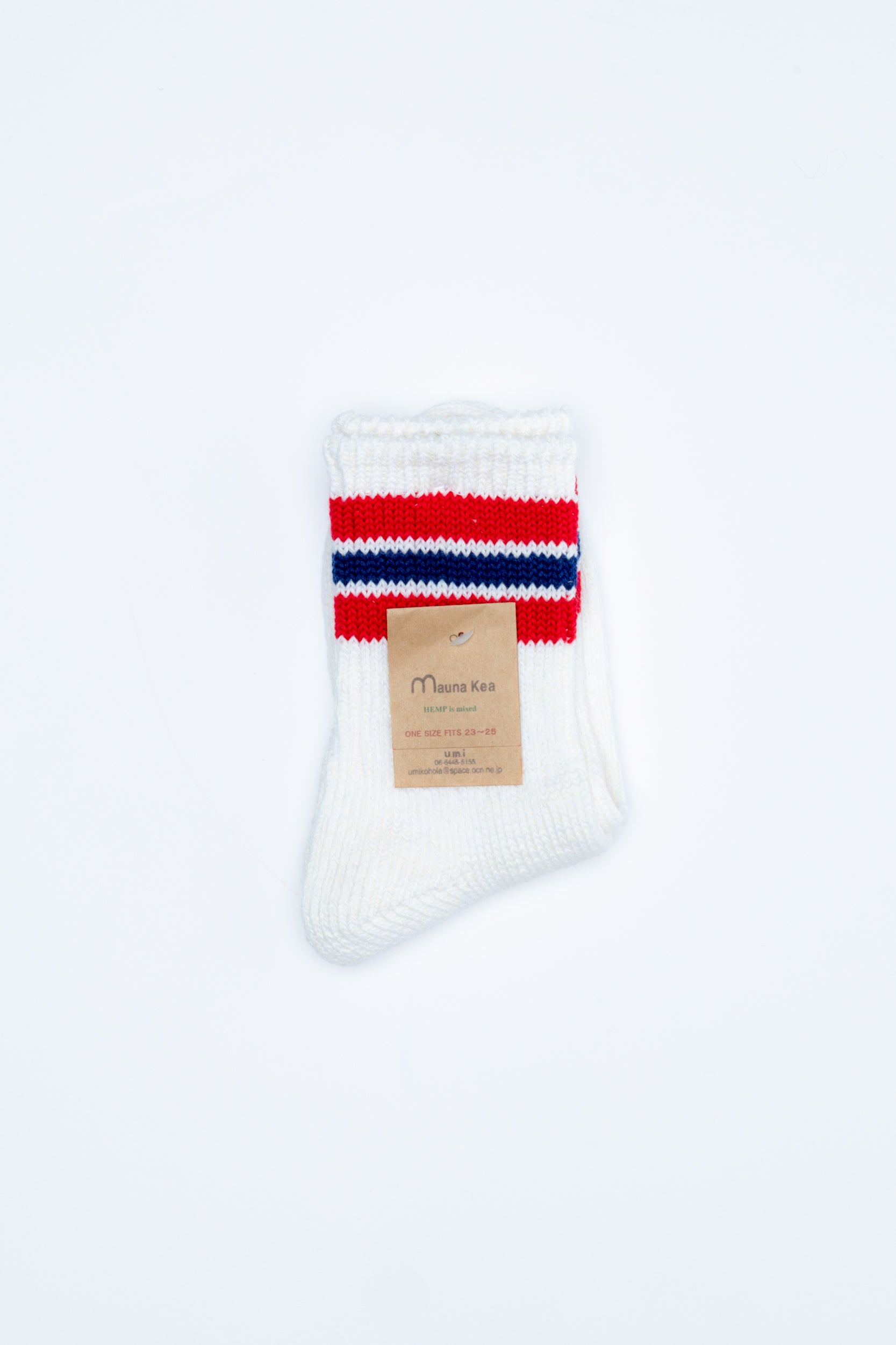 Slub Nep 3 Stripe Socks | Red x Navy