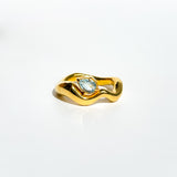 Wave Ring Gold with 1 Stone # 13| Size 7