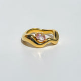 Wave Ring Gold with 1 Stone # 16 | Size 7