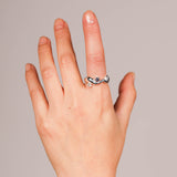 Wave Ring Silver with 3 Stones # 4 | Size 6.5
