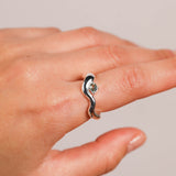 Wave Ring Silver with 1 Stone # 6 | Size 6
