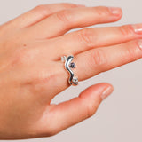 Wave Ring Silver with 3 Stones # 4 | Size 6.5