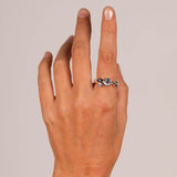Wave Ring Silver with 2 Stones # 5 | Size 7