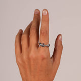 Wave Ring Silver with 3 Stones # 2 | Size 7