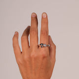 Wave Ring Silver with 2 Stones # 4 | Size 8