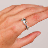 Wave Ring Silver with 3 Stones # 3 | Size 7.5