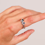Wave Ring Silver with 2 Stones # 5 | Size 7