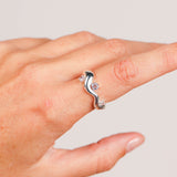 Wave Ring Silver with 3 Stones # 2 | Size 7