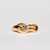 Wave Ring Gold with 1 Stone # 3 | Size 7