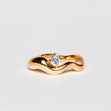 Wave Ring Gold with 1 Stone # 1 | Size 6