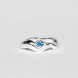 Wave Ring Silver with 1 Stone # 2 | Size 6.5