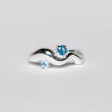 Wave Ring Silver with 2 Stones # 5 | Size 7