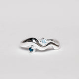 Wave Ring Silver with 2 Stones # 4 | Size 8