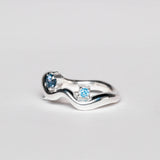 Wave Ring Silver with 3 Stones # 1  | Size 7